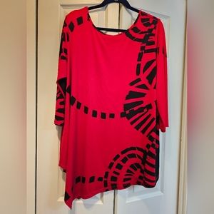 Clara Sunwoo 1X tunic Red/Black EUC